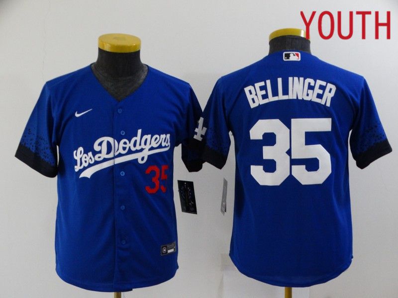 Youth Los Angeles Dodgers #35 Bellinger Blue City Edition Nike 2021 MLB Jersey